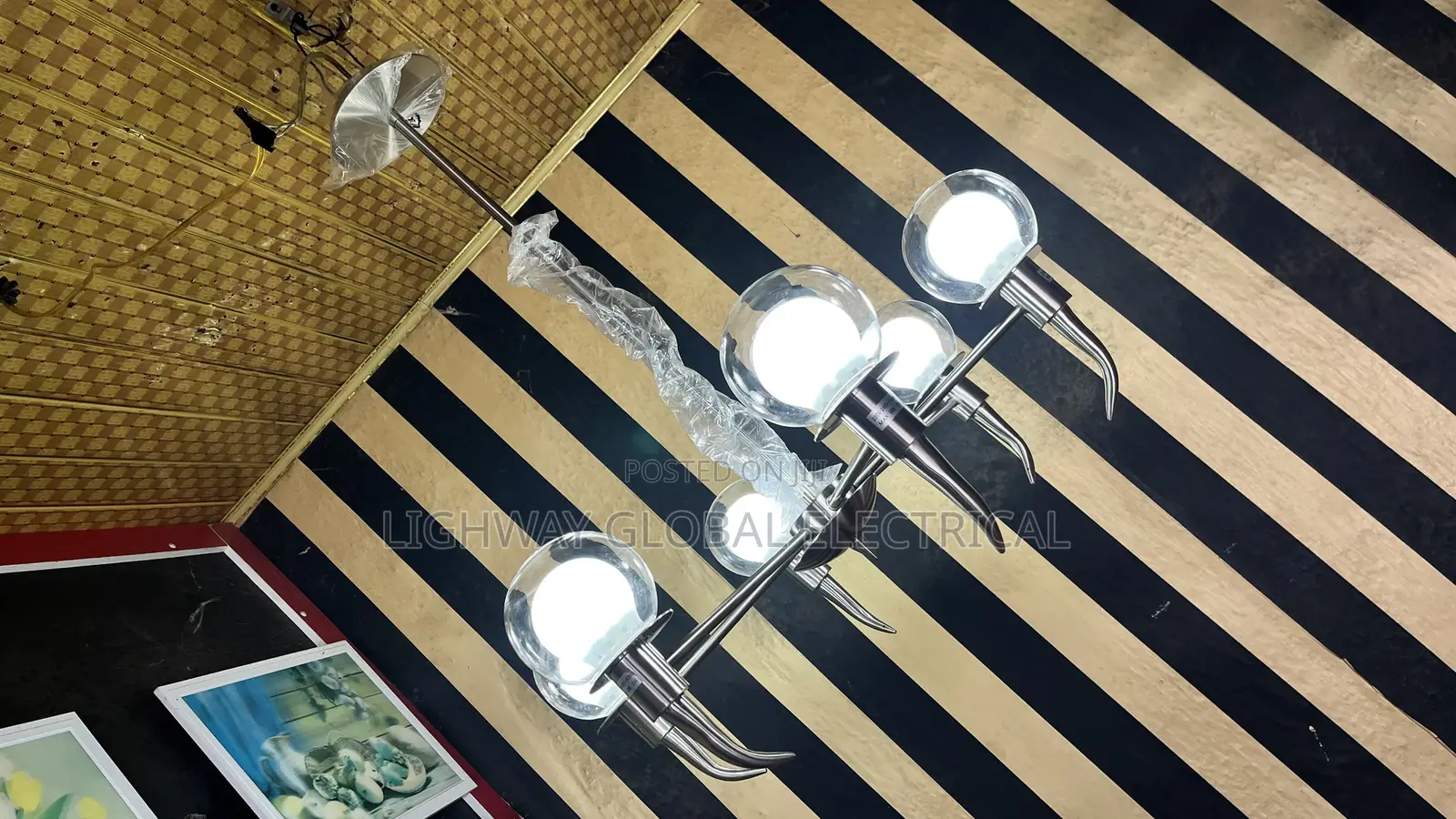 Satin Chrome Six Hands Simple Chandelier Light