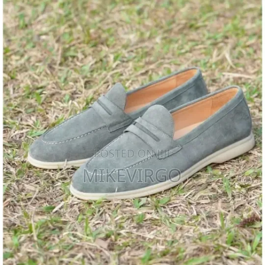 Handmade Gray Coloured Suede Loafers