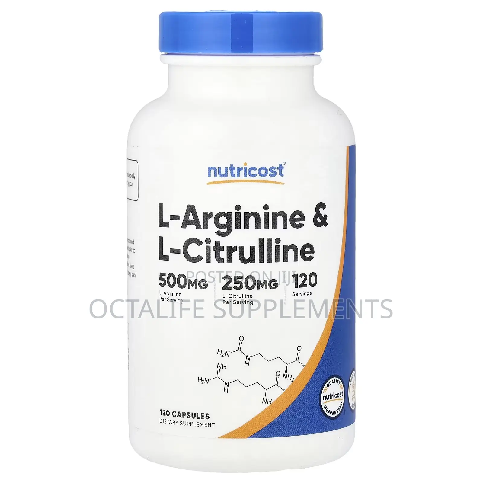 Nutricost, L-Arginine L-Citrulline, 120 Capsules