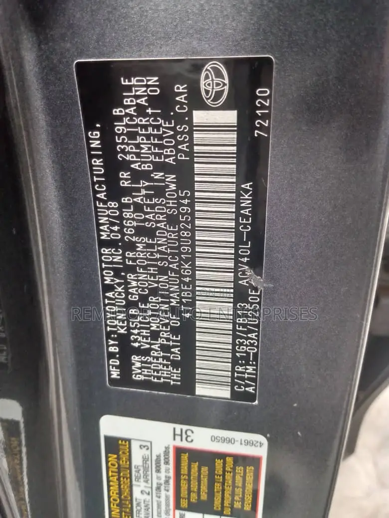 Toyota Camry 2008 Gray