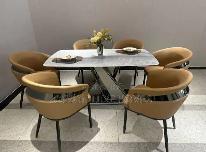 Morden Quality Dining Set by 6 Chairs (Marble Top)