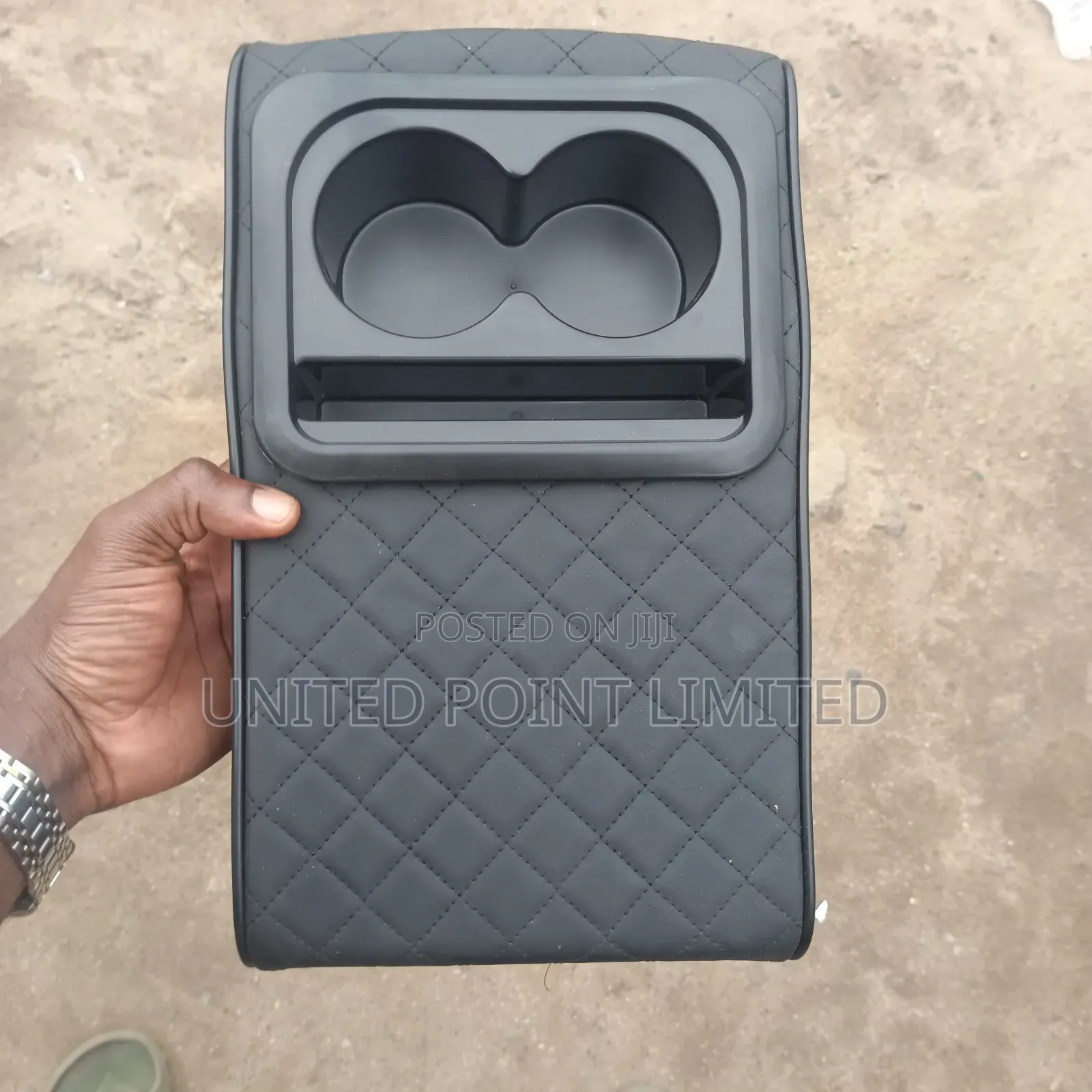 Leather Armrest Cover With Cup Holder Box