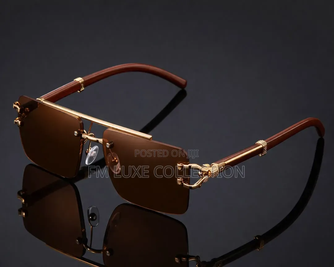 Rimless Gold Frame Sun Glasses