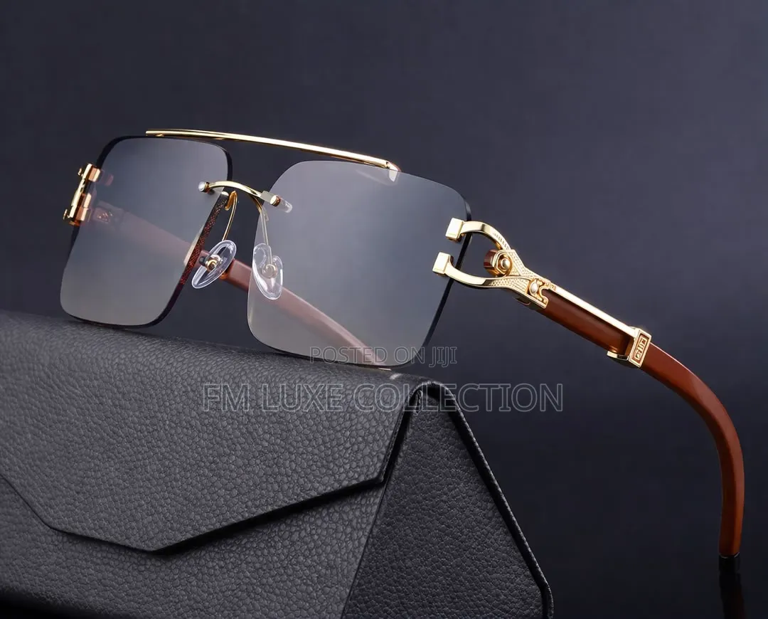 Rimless Gold Frame Sun Glasses