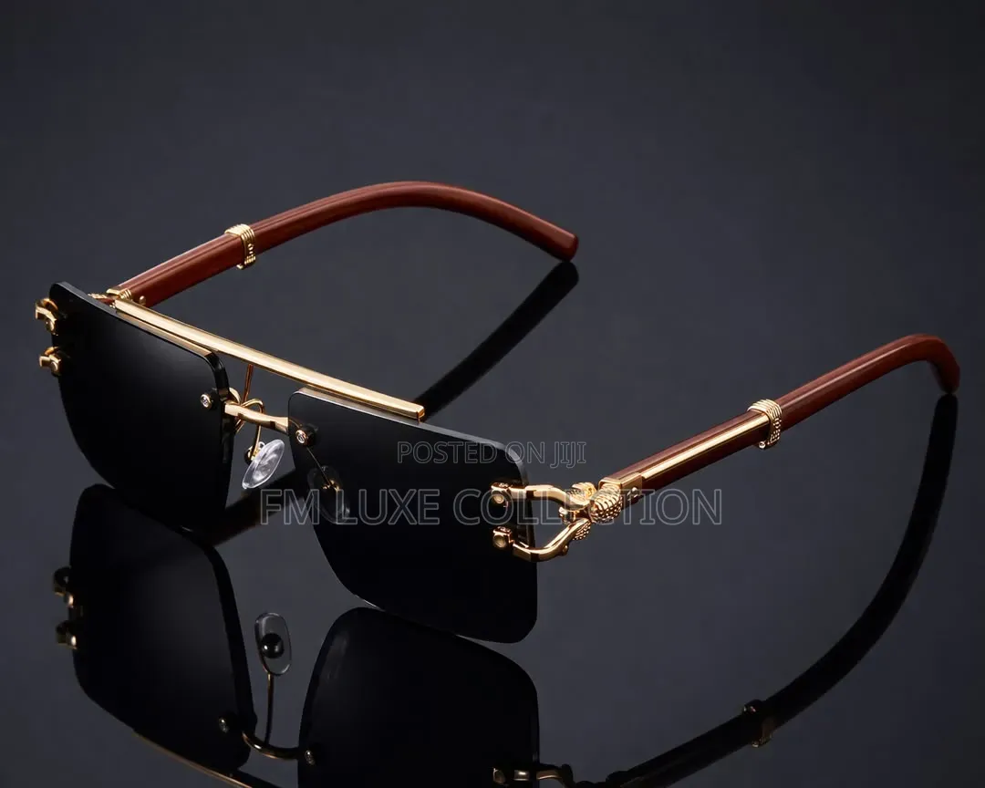Rimless Gold Frame Sun Glasses