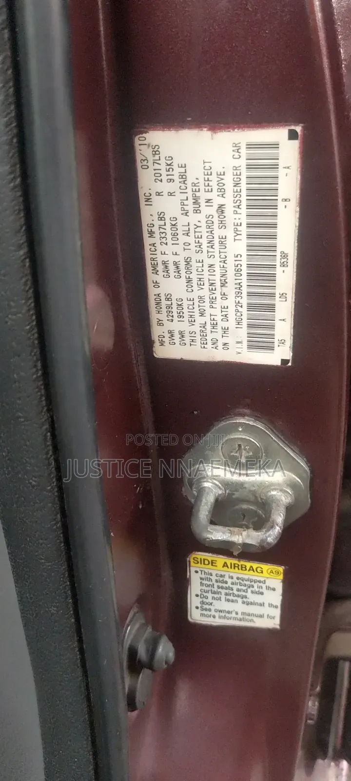 Honda Accord 2010 Maroon