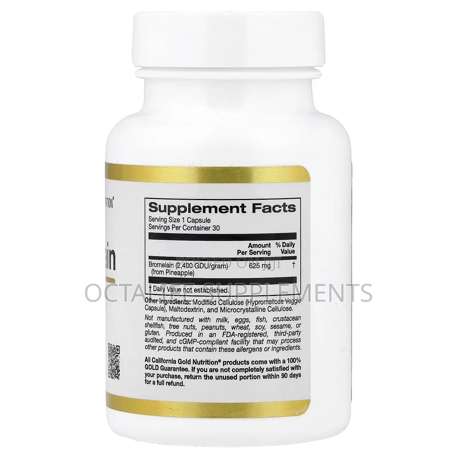 California Gold Nutrition, Bromelain, 625 Mg, 30 Veggie Capsules