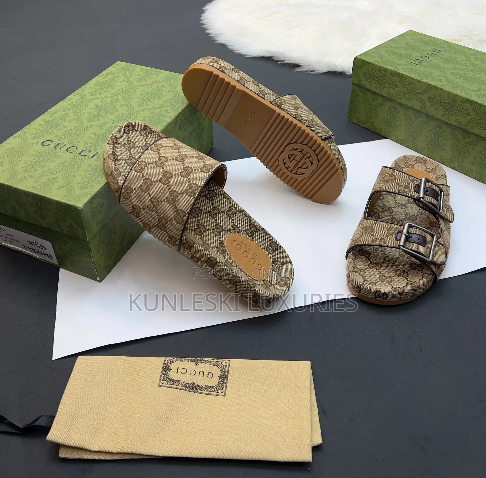 Original Gucci GG Canvas Slide Sandal