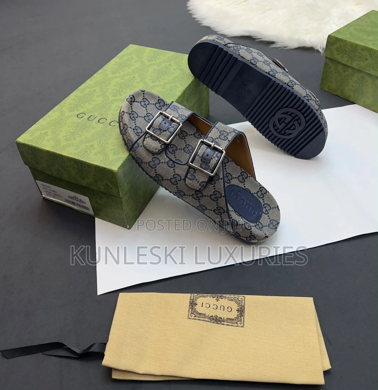 Original Gucci GG Canvas Slide Sandal