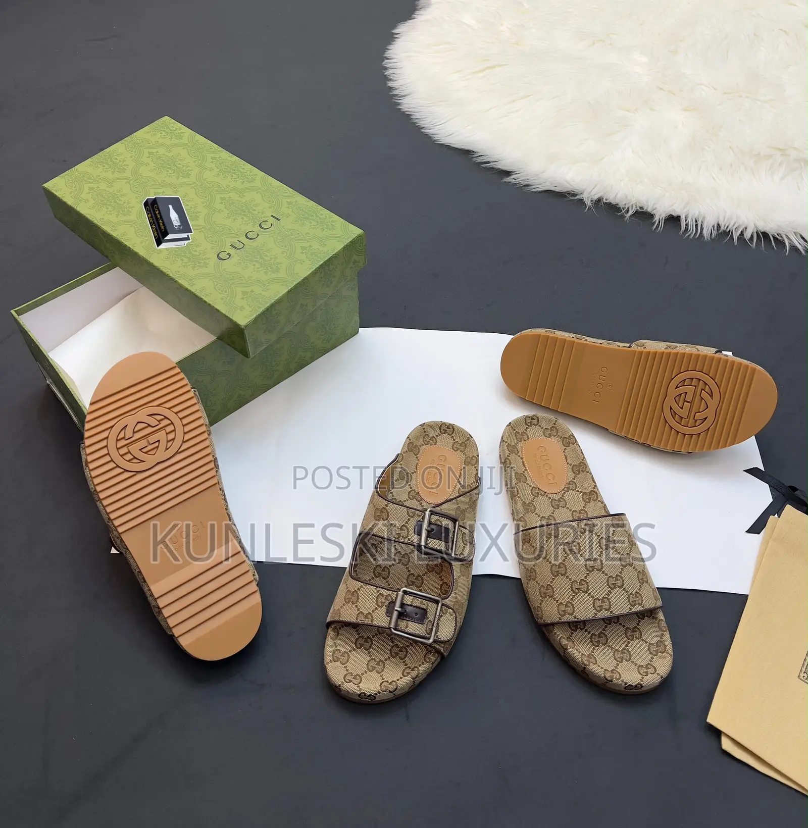 Original Gucci GG Canvas Slide Sandal