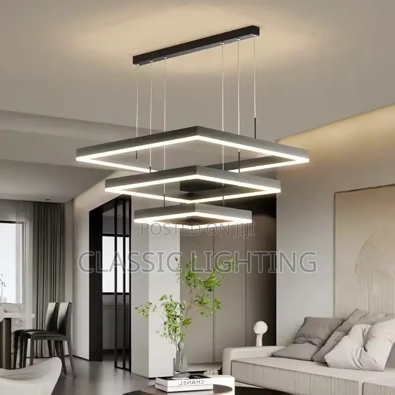 Modern Led Square Chandelier Bedroom Table Dining Living Room Kitchen