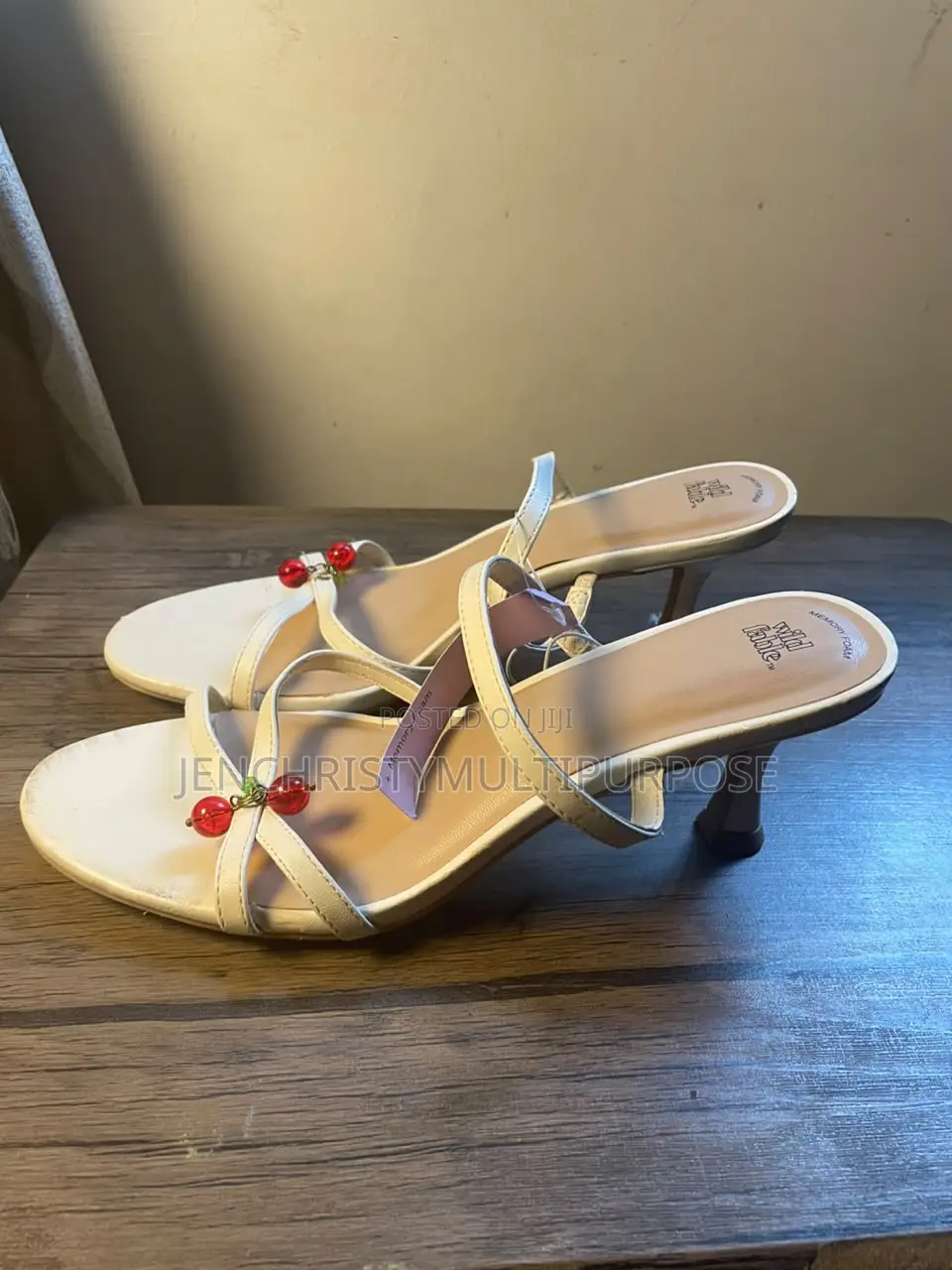 Women's White Beaded Strappy High-Heel Sandals