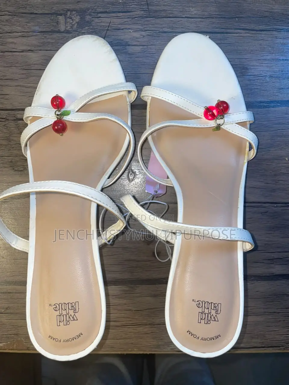 Women's White Beaded Strappy High-Heel Sandals