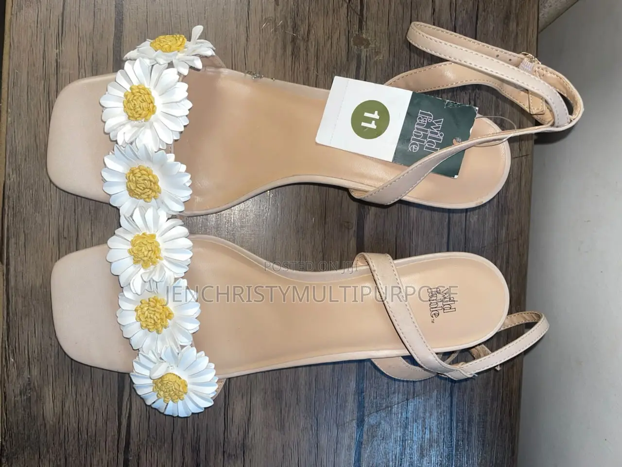 Women's Beige Floral Heeled Sandals