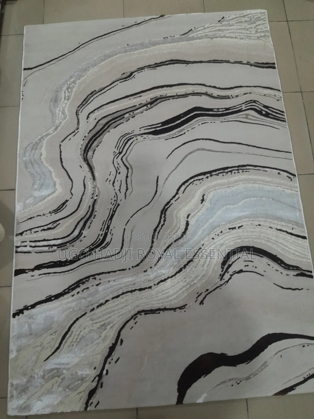 Premium Turkish Center Rug 6×6– Modern Luxury Abstract Marble Design