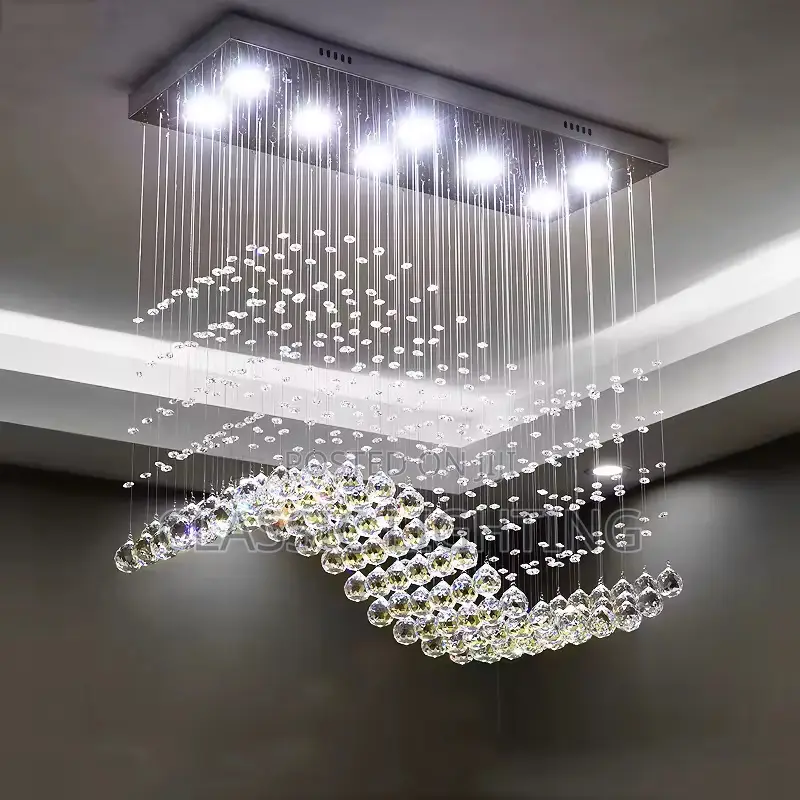 Rectangle Crystal Lamp Dining Room Chandelier Individuality Light
