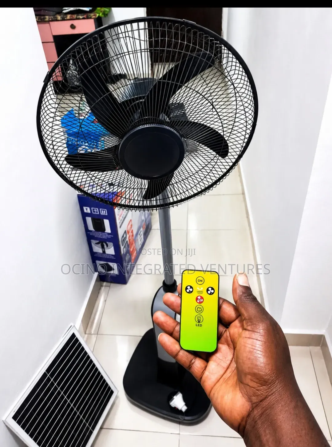 High Solar Rechargeable Standing Fan With Remote