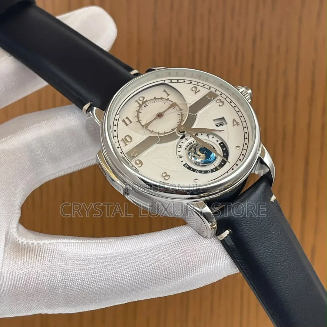 Mont Blanc Quality Luxury Genuine Leather Automatic Engine Wristwatch