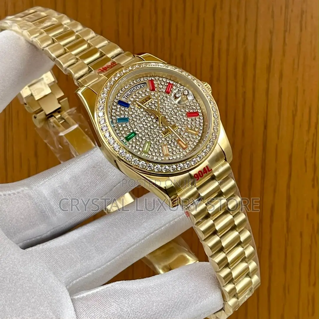 ROLEX Quality Luxury Men Automatic Engine Iced Face Wristwatch