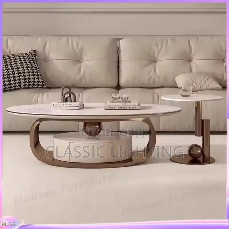 Italian Style Light Luxury Rock Board Coffee Table With Drawer