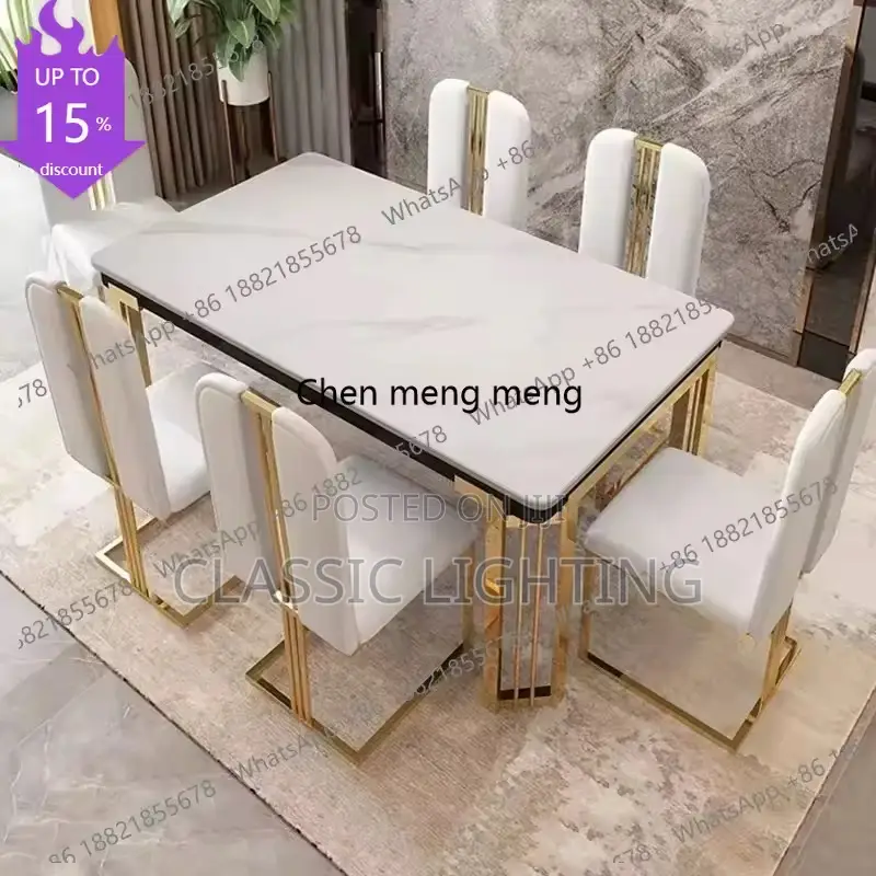 Metal Nordic Luxury Dining Table Kitchen Chairs Natural Design