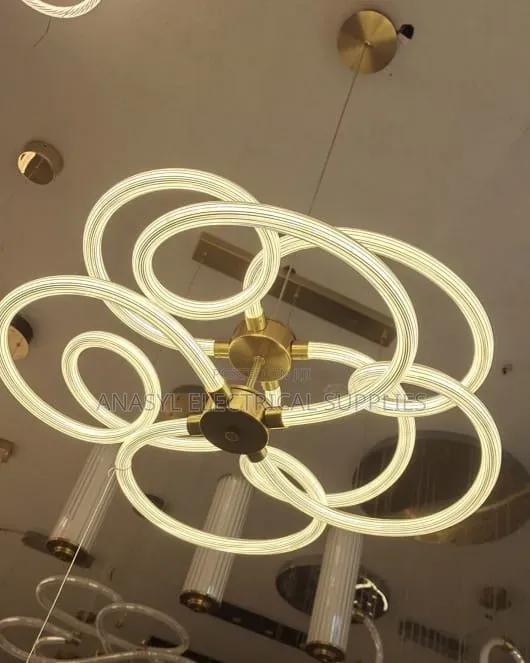 Contemporary Gold-Finish Geometric Looped LED Ceiling Chandelier