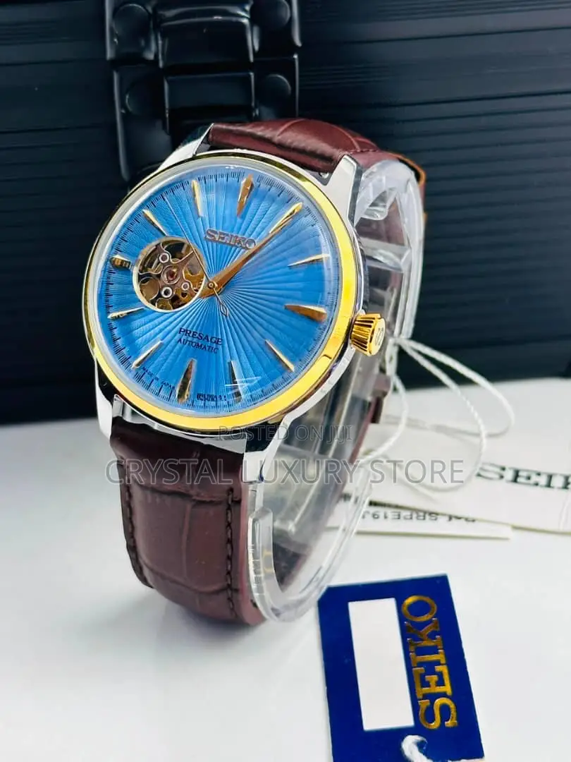 Seiko Quality Luxury Men Automatic Engine Genuine Leather Wristwatch
