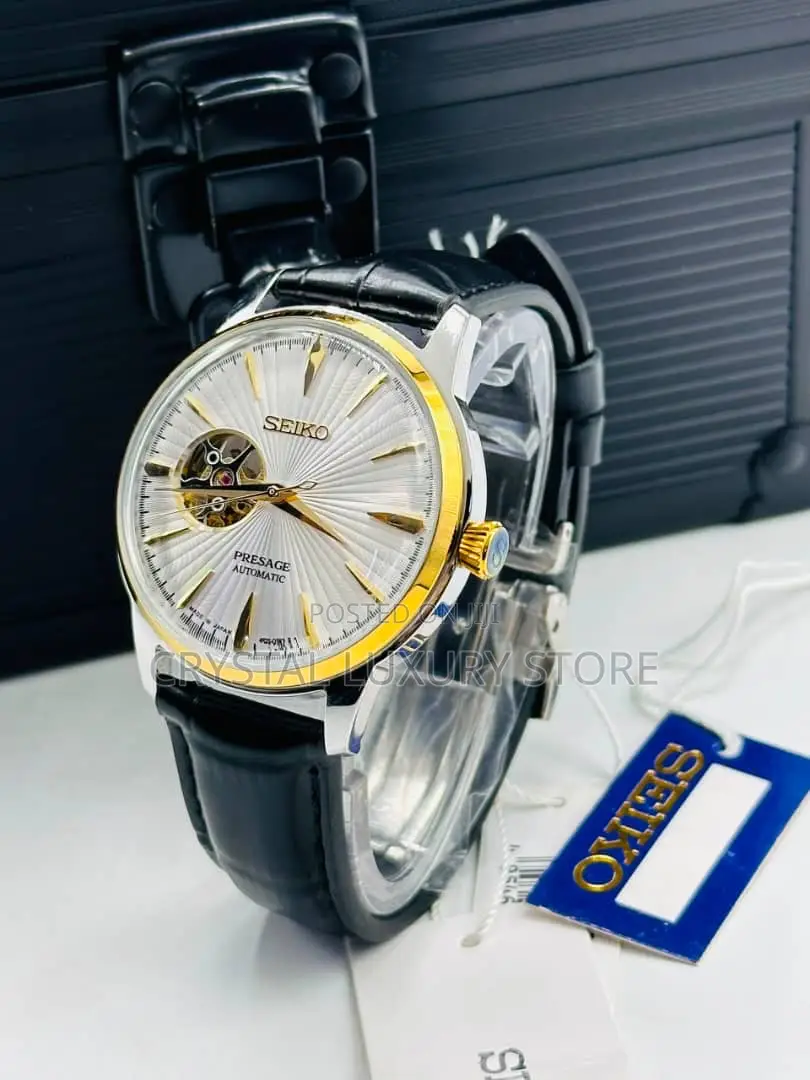 Seiko Quality Luxury Men Automatic Engine Genuine Leather Wristwatch