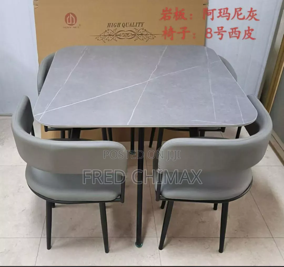 4 Chairs Marble Dining Table