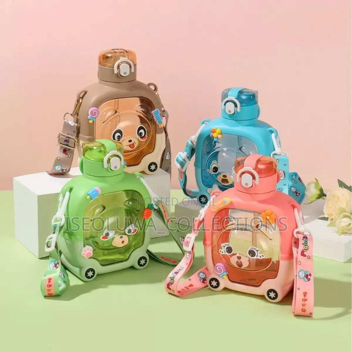 Kids Cartoon Water Bottle With Strap 1000ml