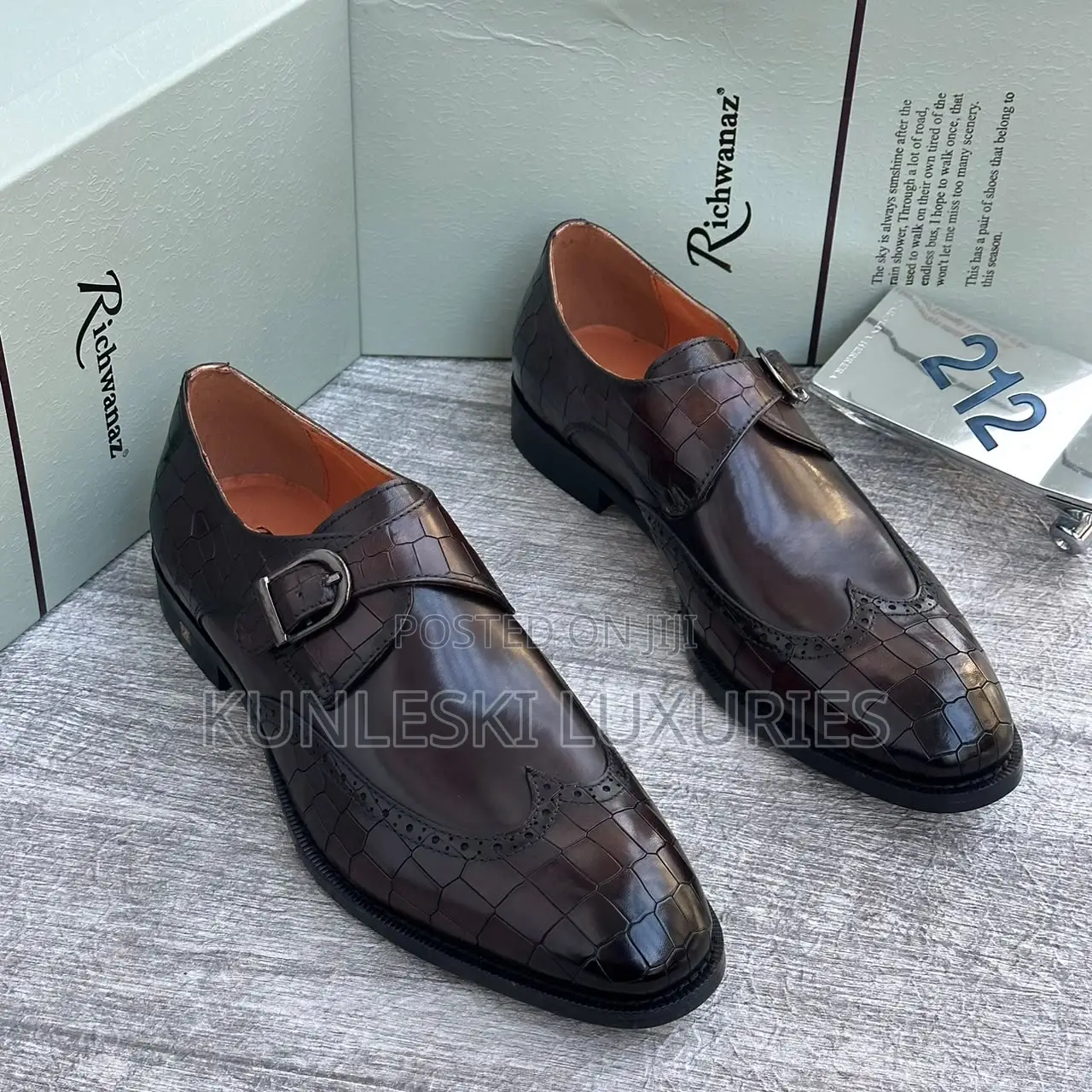 Richwanaz Original Men’s Brogue Monk Strap Leather Shoe
