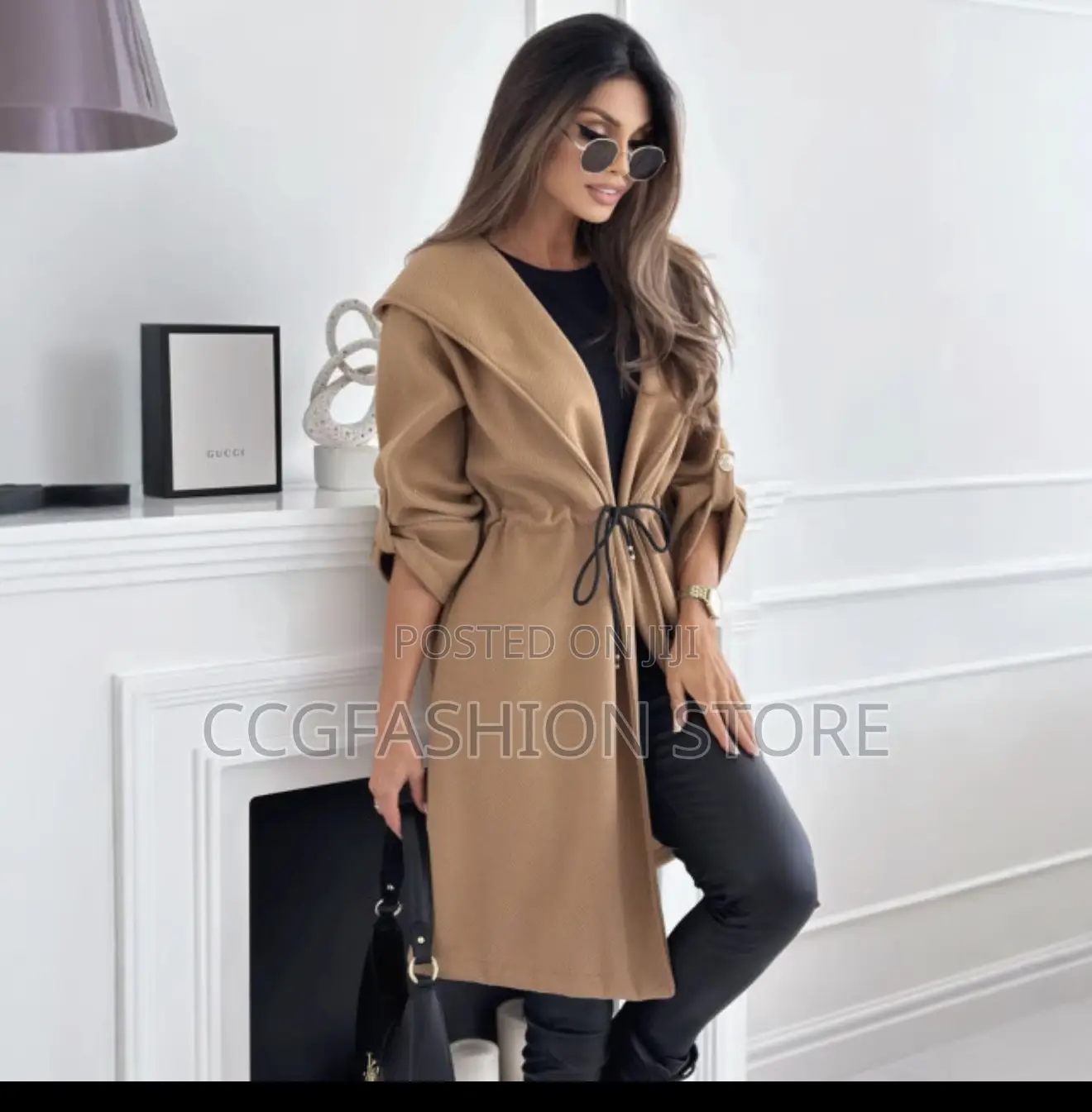 American Hooded Mid-Length Woolen Coat