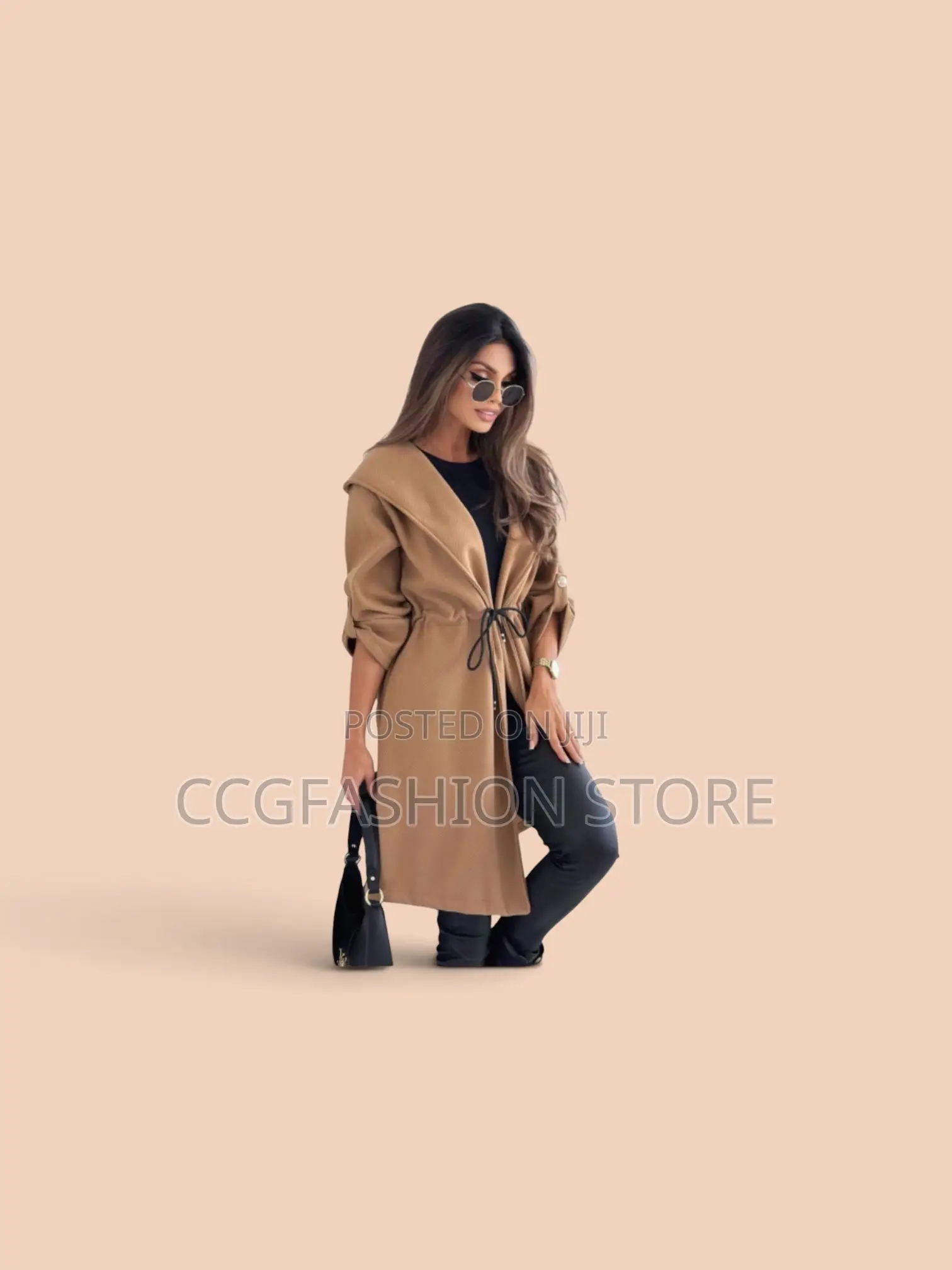 American Hooded Mid-Length Woolen Coat