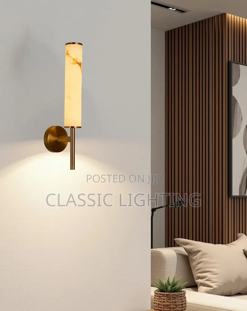 Luxury Copper Marble Wall Lamp Modern LED Lighting for Bedroom