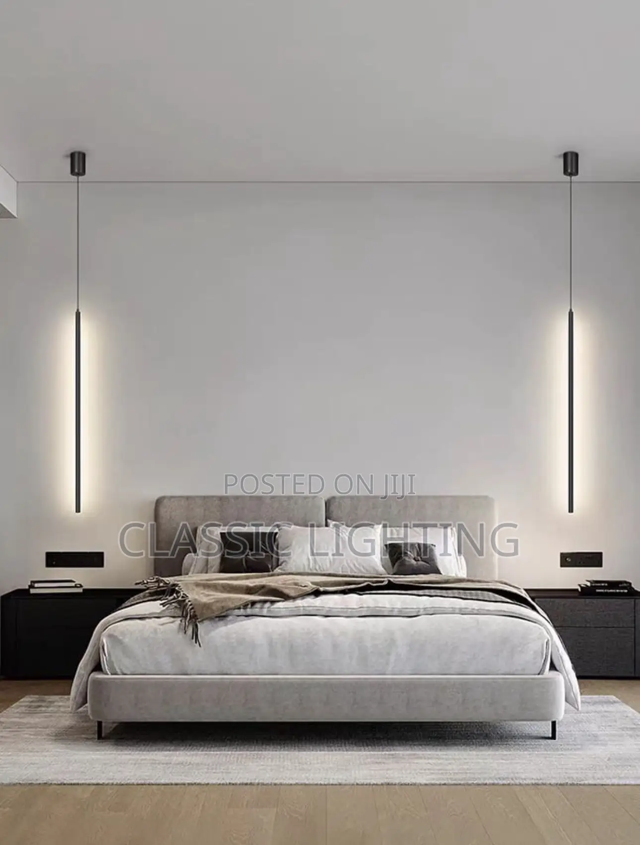 Modern LED Long Pendant Lights for Dining Room Bedroom Bedside Light