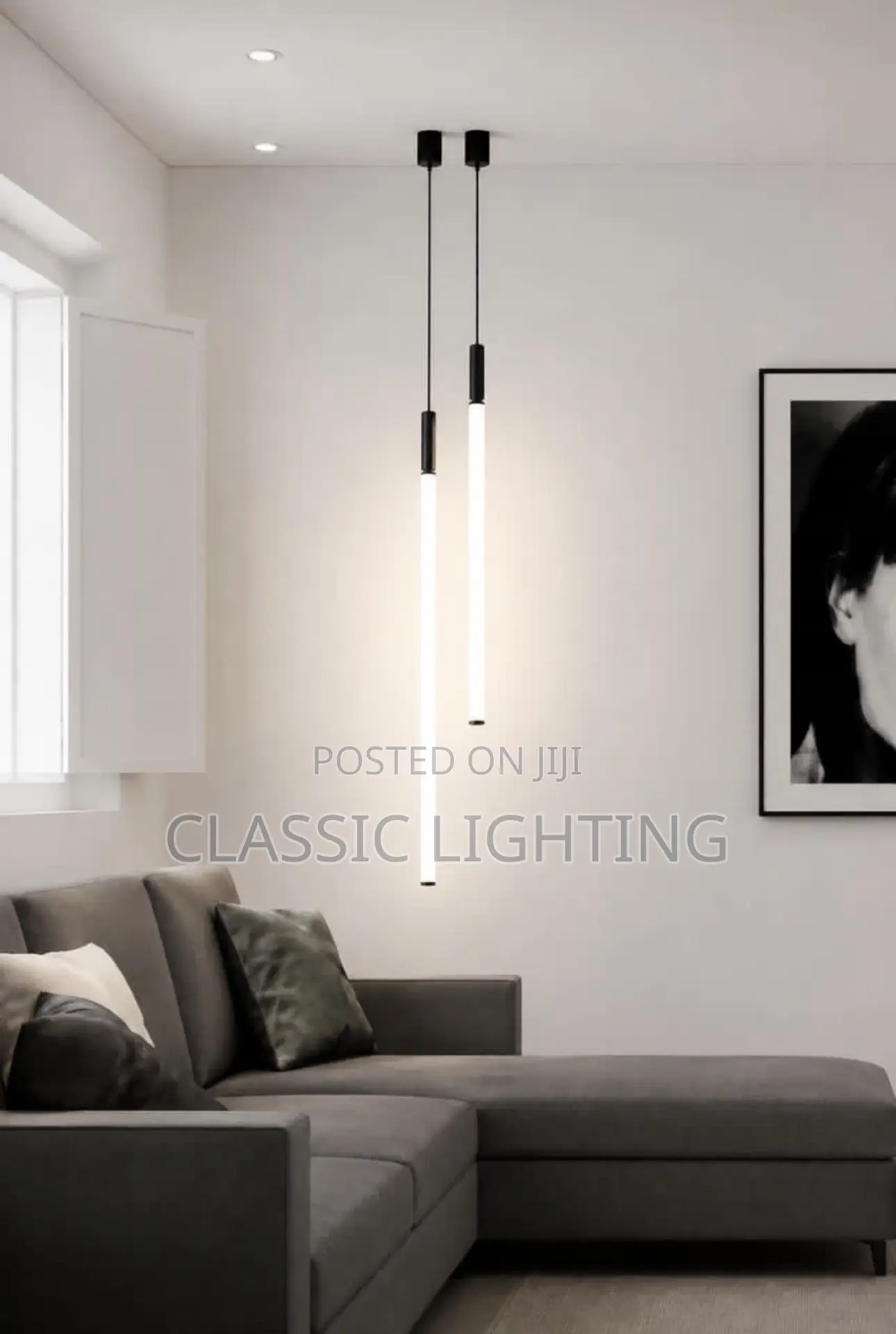 Modern Minimalist Long Pendant Light LED Bedroom Bedside Lamp