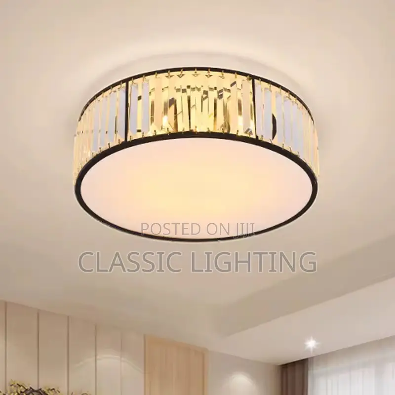 Modern Crystal LED Ceiling Light Gold/Black Metal Frame With Crystal