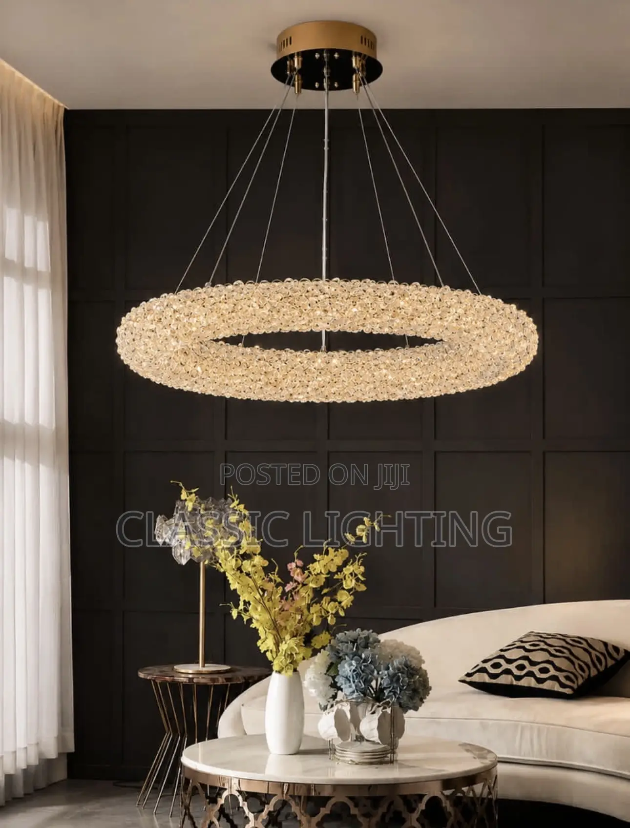 French Luxurious Crystal Pendant Lights for Living Room Spiral Light