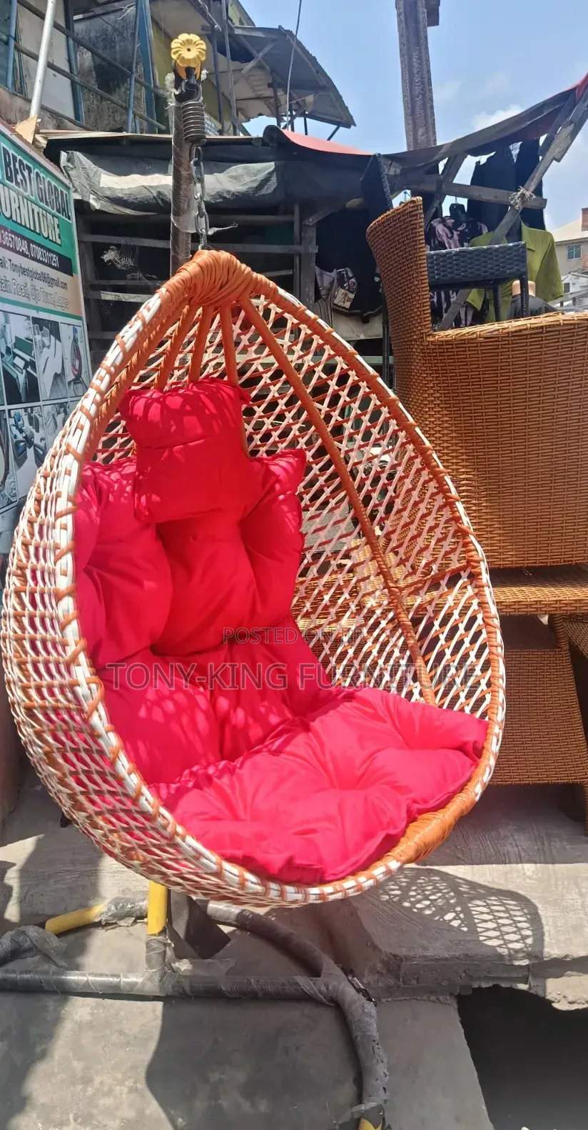Comfortable Hanging Egg Chair Swing Rattan Indoor/Outdoor With Cushion