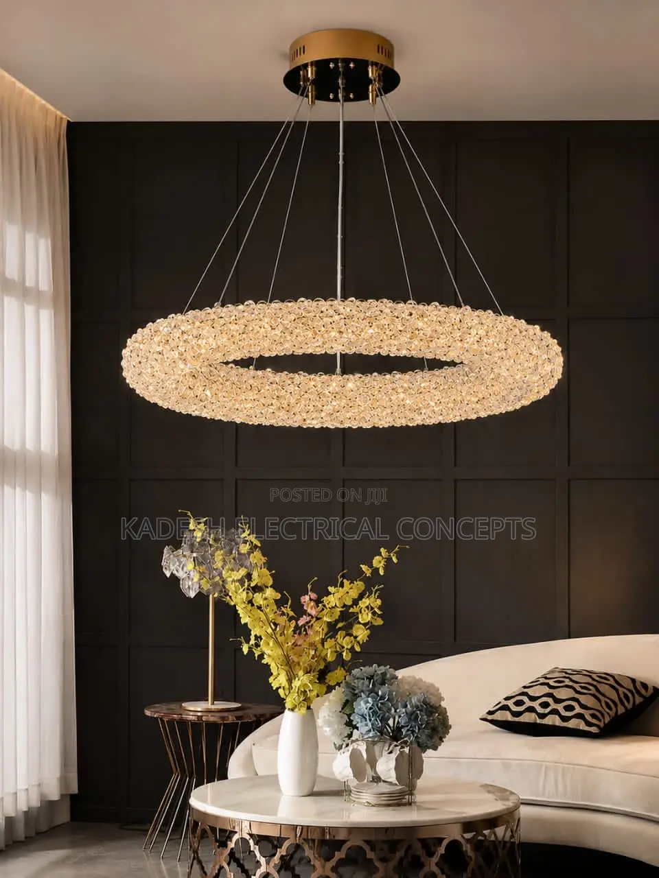 Modern Lustre Crystal Ring Pendant Lights Living Dining RoomChandelier