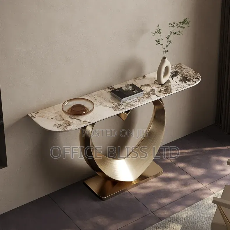 Modern Console Table With Metal Gold Base Support