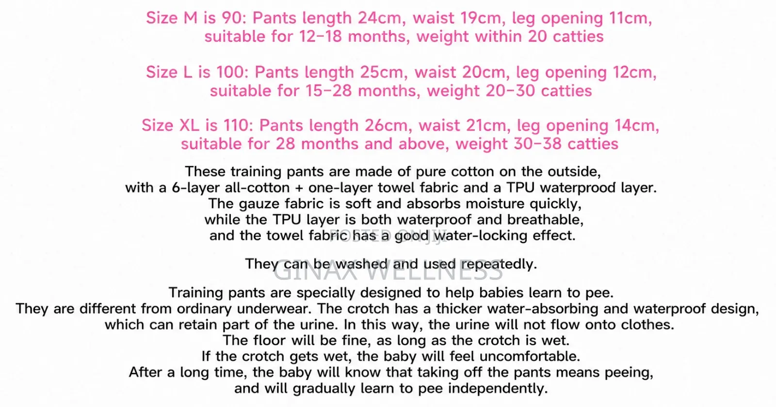 Reusable Baby Potty Training Pants (For 1-3 Years)
