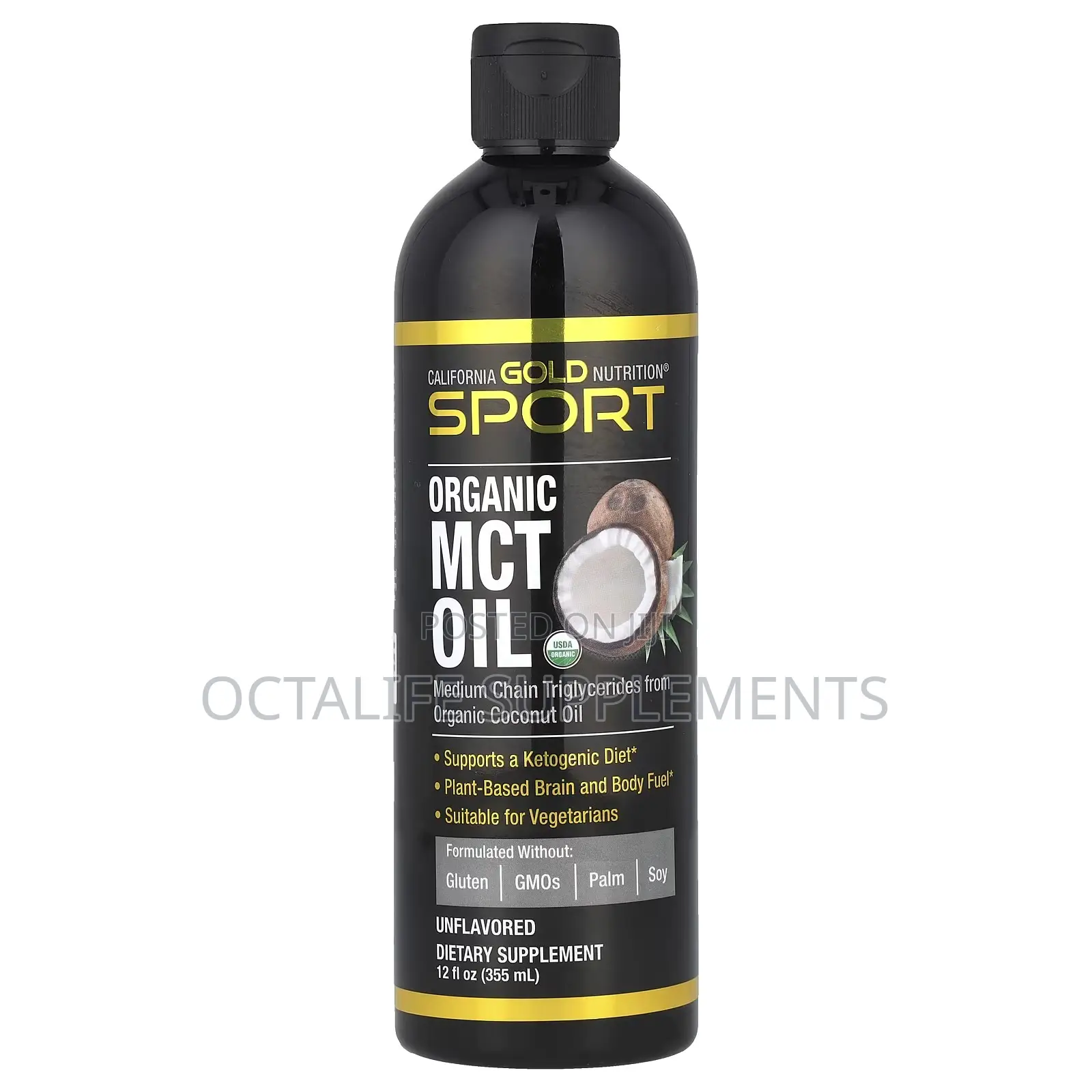 Sport, Organic MCT Oil, Unflavored, 12 Fl Oz (355 Ml)