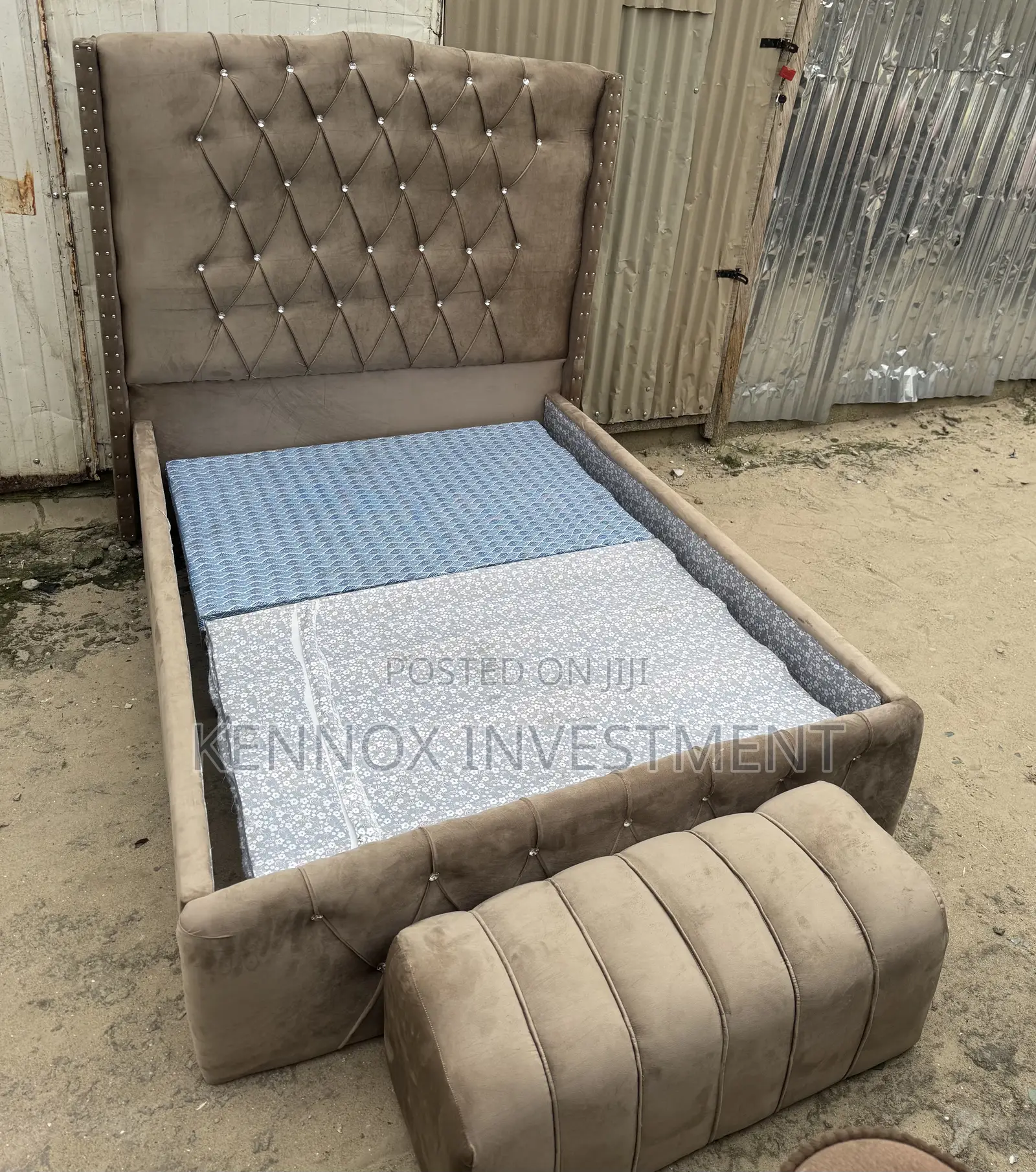 4.5 by 6 Upholstery Quality Bedframe With an Ottoman 