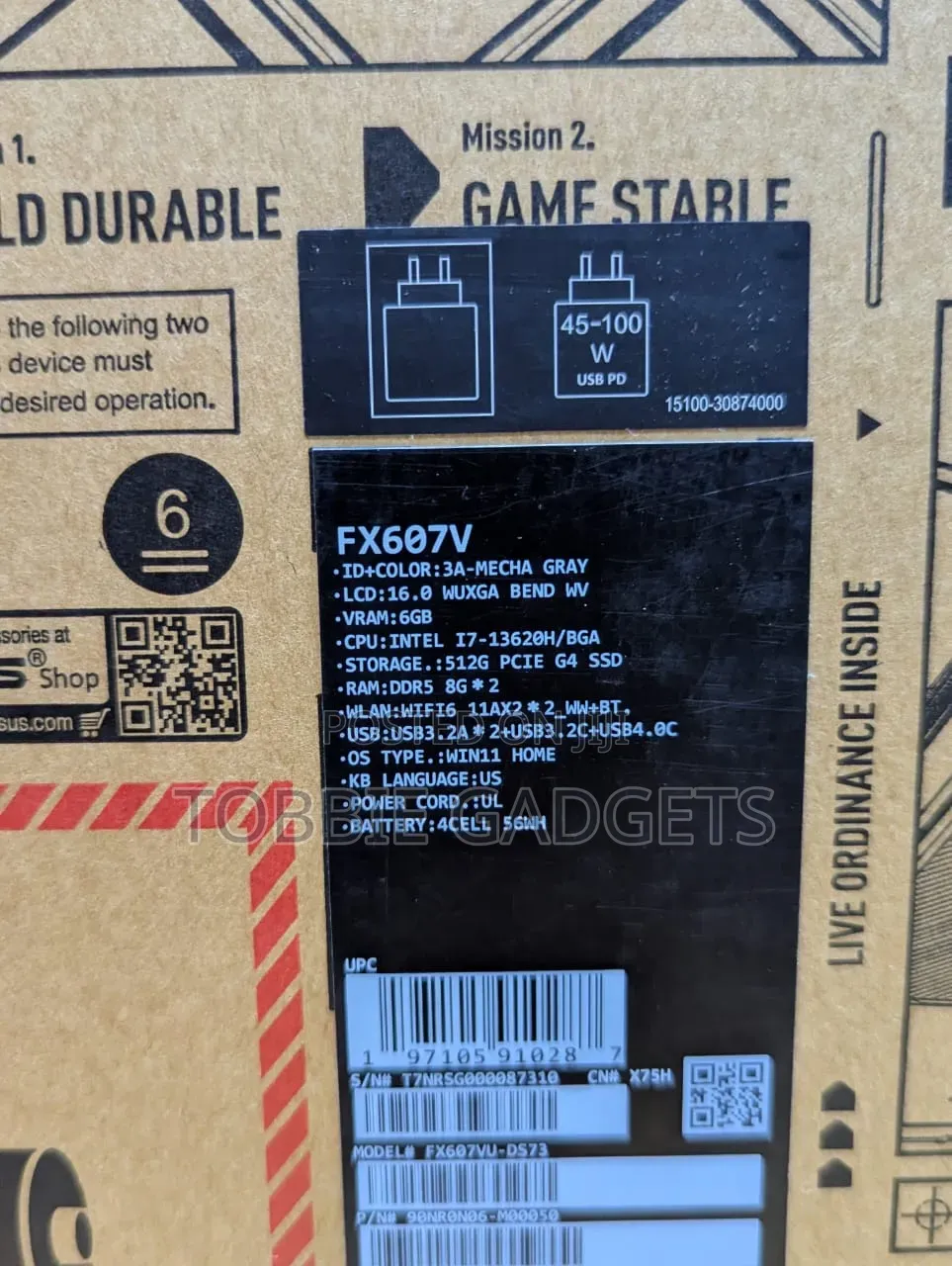 New Laptop Asus TUF Gaming F16 16GB Intel Core i7 SSD 512GB