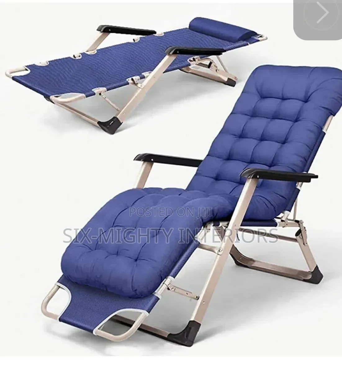 Adjustable Outdoor Relaxing Chair With Cushion- Black
