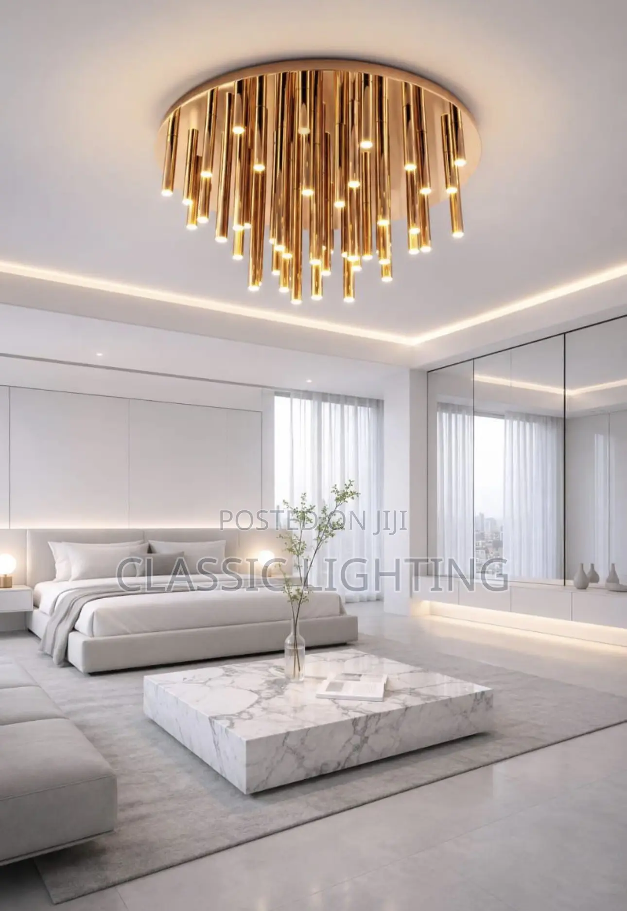 Modern Polished Round Living Room Dining Room Crystal Lamp