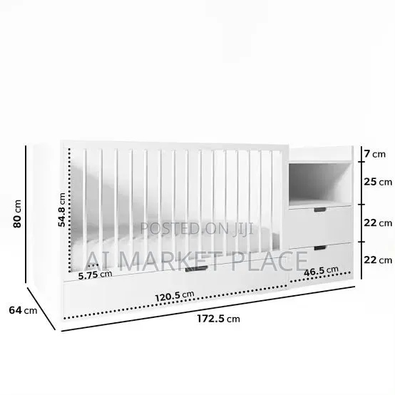 Modern Baby Crib/Cot With Drawers