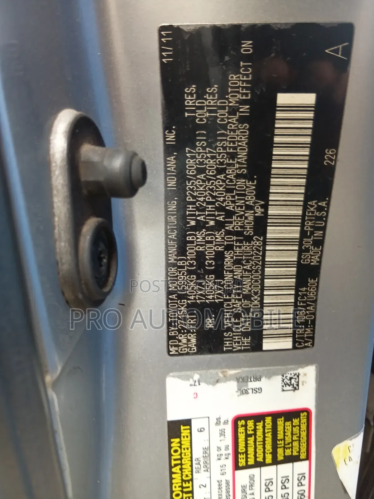 Toyota Sienna LE 7 Passenger 2012 Silver