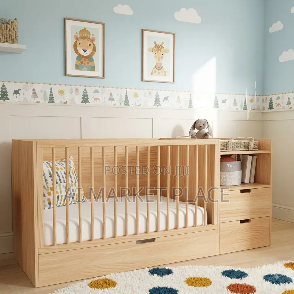 Modern Baby Crib/Cot With Drawers